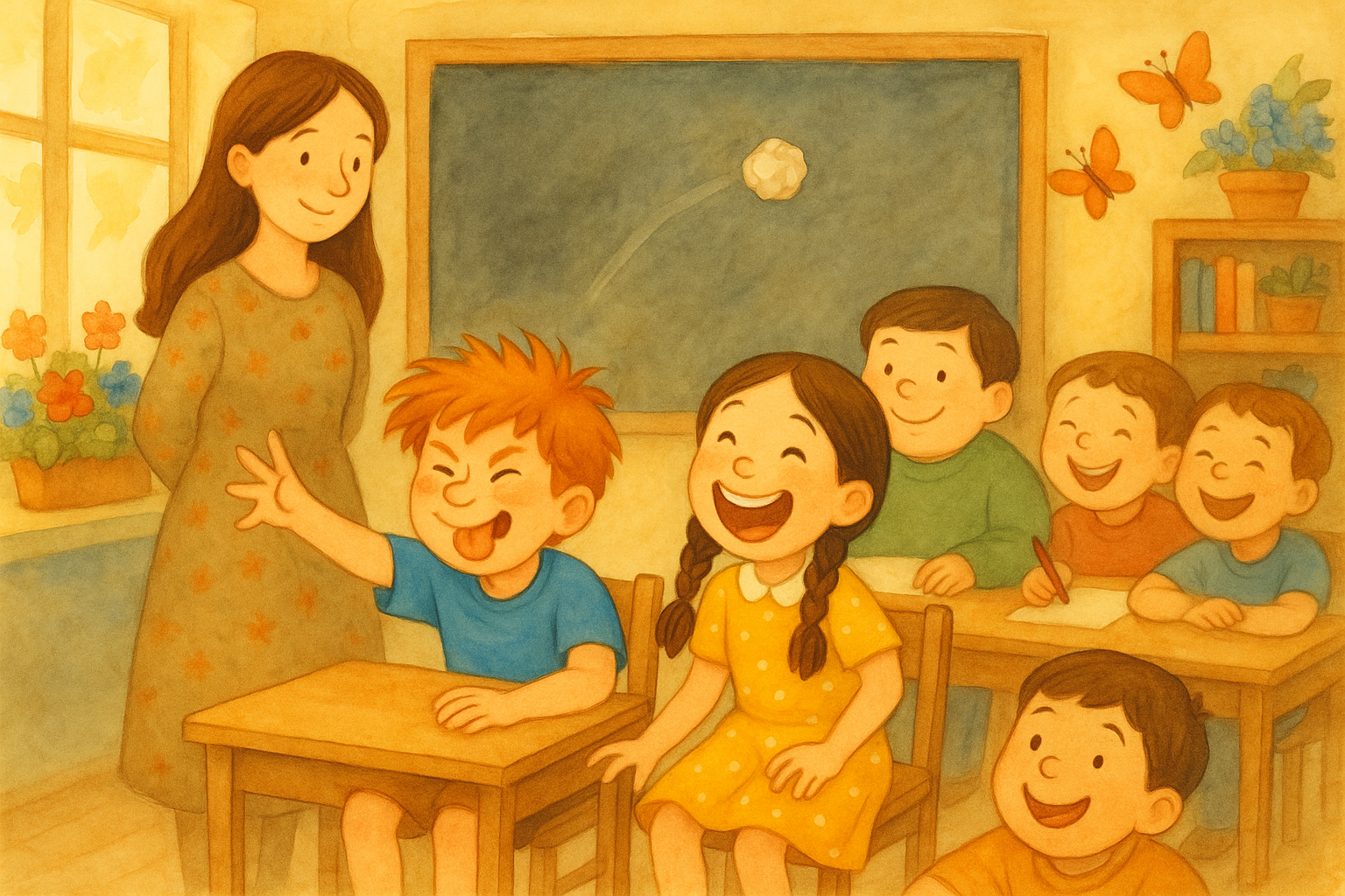 Ferko háže papierové guličky, Betka sa smeje, Kubo kreslí