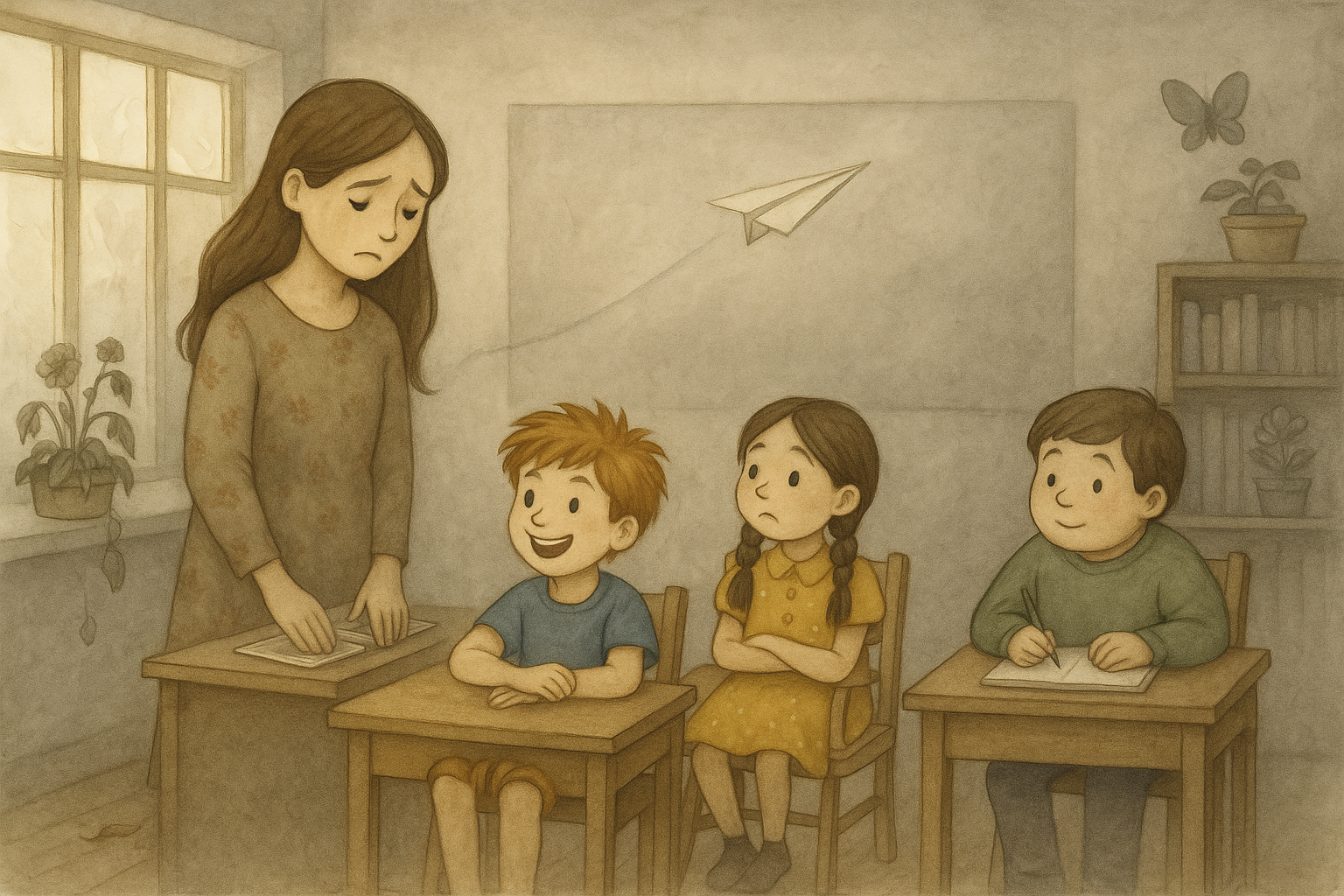 Tretie upozornenie — maľby blednú, posledné kvety vädnú, trieda sivne