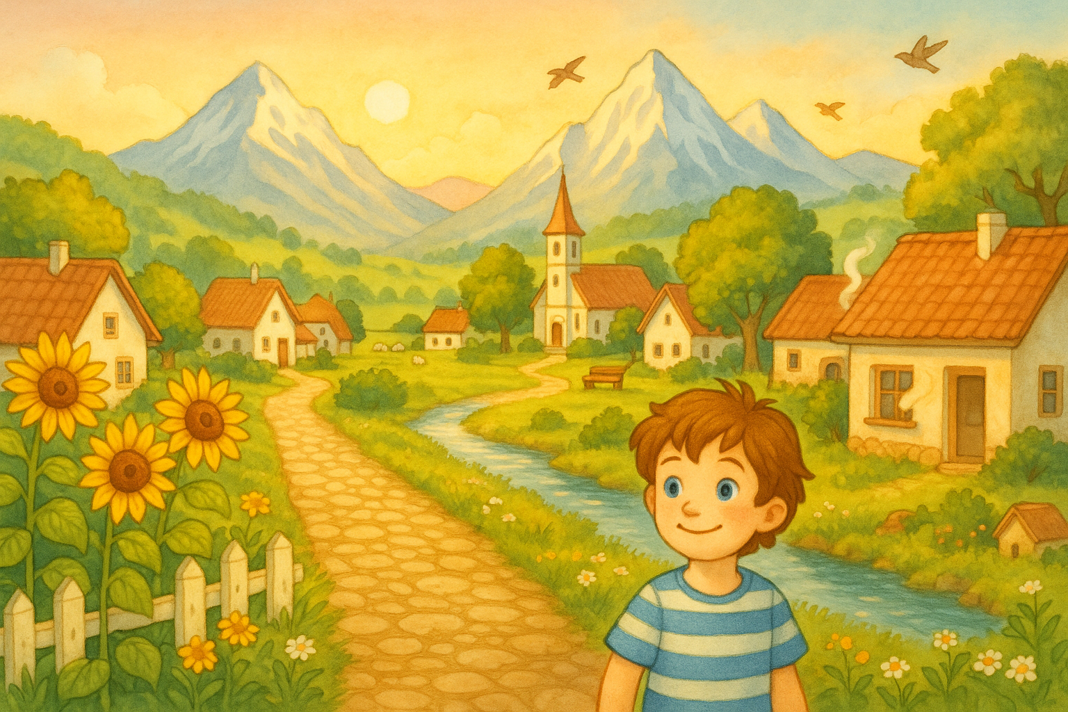 Idylická slovenská dedinka pod Tatrami v letnom ráne