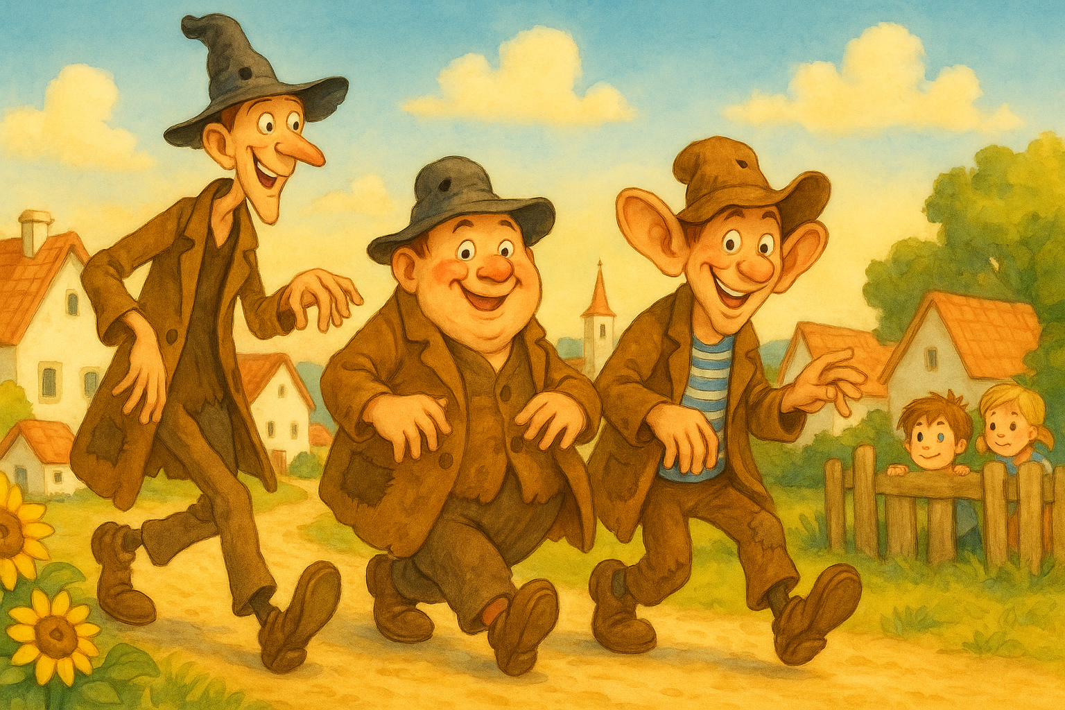 Traja komickí lapajovia prichádzajú do dediny