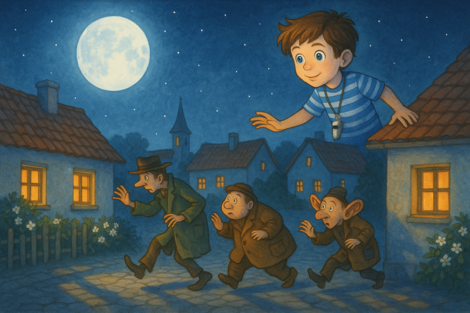 Lapajovia sa v noci prikrádajú dedinou v mesačnom svetle