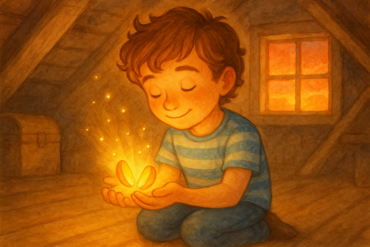 Minca sa rozžiari teplým svetlom a rozlomí na dva kúsky